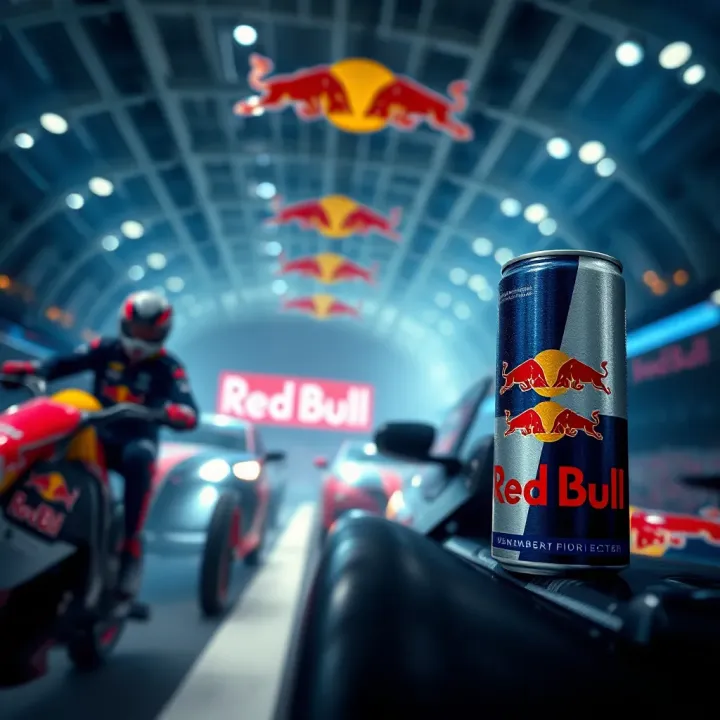Dynamic representation of Red Bull's global sports sponsorship and energy drink innovation