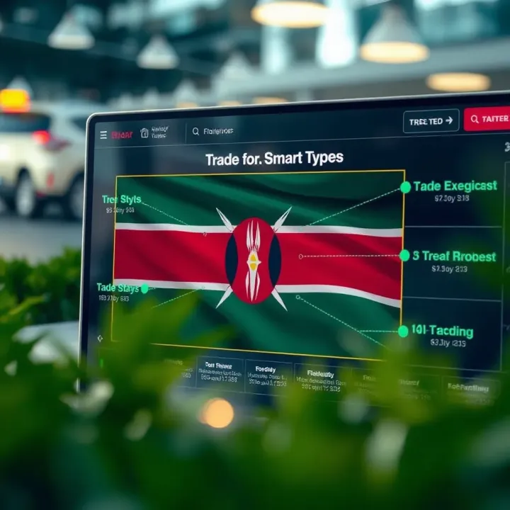 Graphical representation of different trade types available on SmartTrader with Kenyan flag