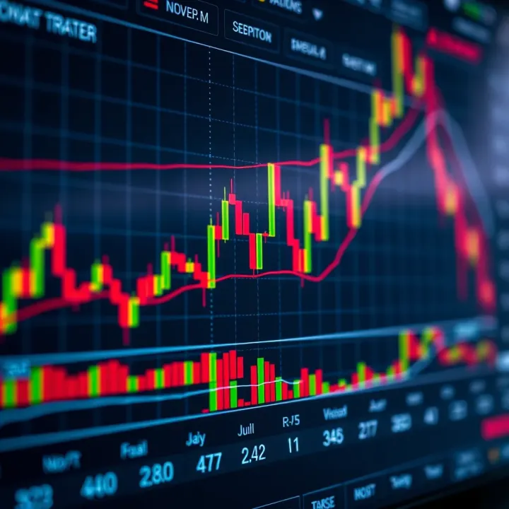 Detailed chart showing forex currency pairs with upward trends and key trading indicators
