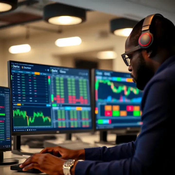 Configuring Trading Bots for Optimal Results on Deriv.com Kenyan trader analyzing automated trading bot settings on Deriv platform