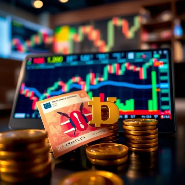 Conceptual graphic showing forex trading strategies and Kenyan currency symbols