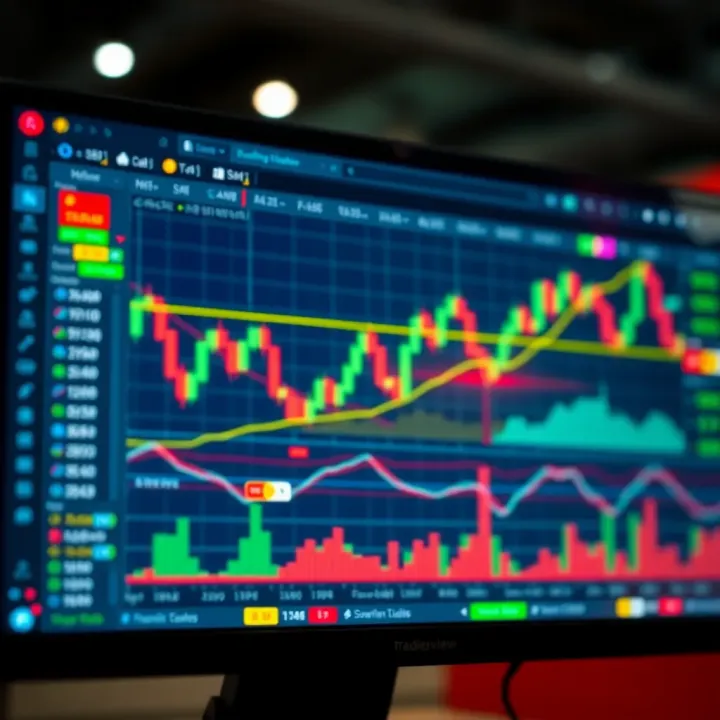 TradingView platform showcasing various technical indicators and price charts for financial analysis