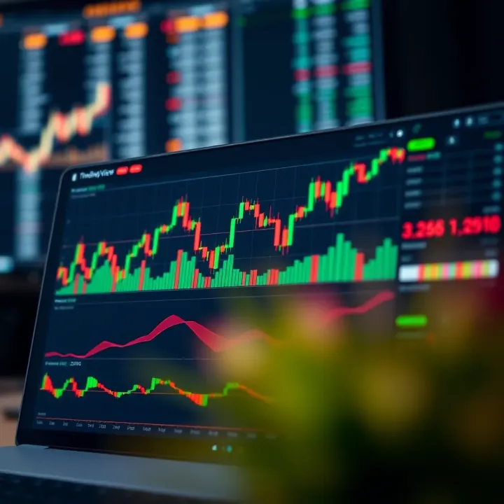 Graph displaying technical indicators and trading signals on TradingView within Deriv's interface