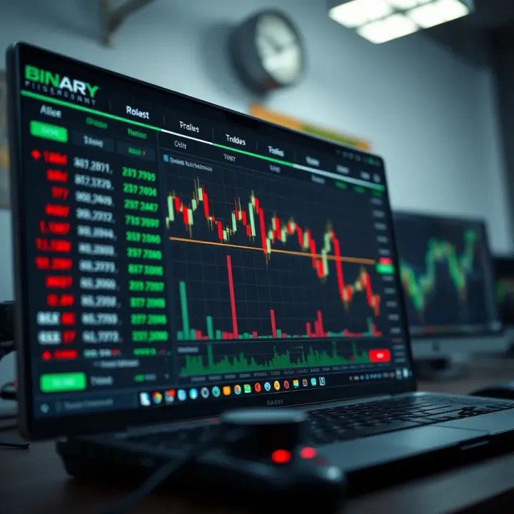 Binary Trading Platform Interface Overview Interface of a binary trading platform showing various asset options and potential returns