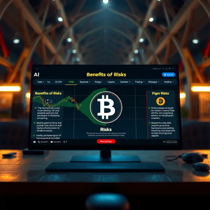Visual representation of benefits and risks associated with BitOption AI cryptocurrency trading