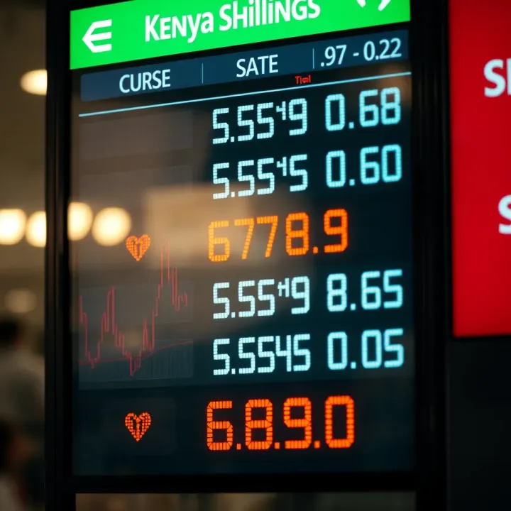 Currency exchange rates displayed on a digital board
