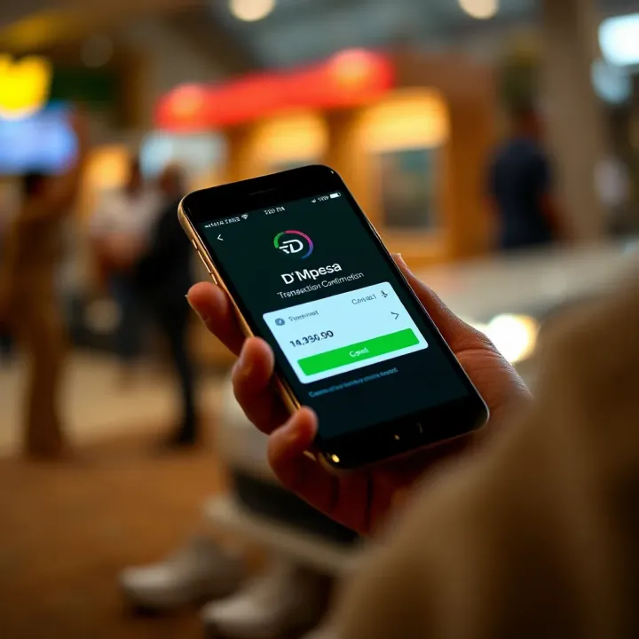 Mobile phone screen displaying D Mpesa transaction confirmation