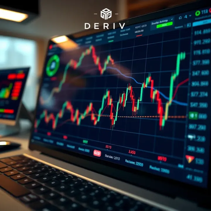 Graph displaying automated trading performance on Deriv platform with algorithm indicators