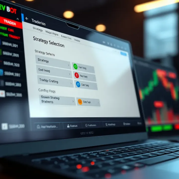 Interface screenshot showing strategy selection and configuration options on Deriv bot trading platform