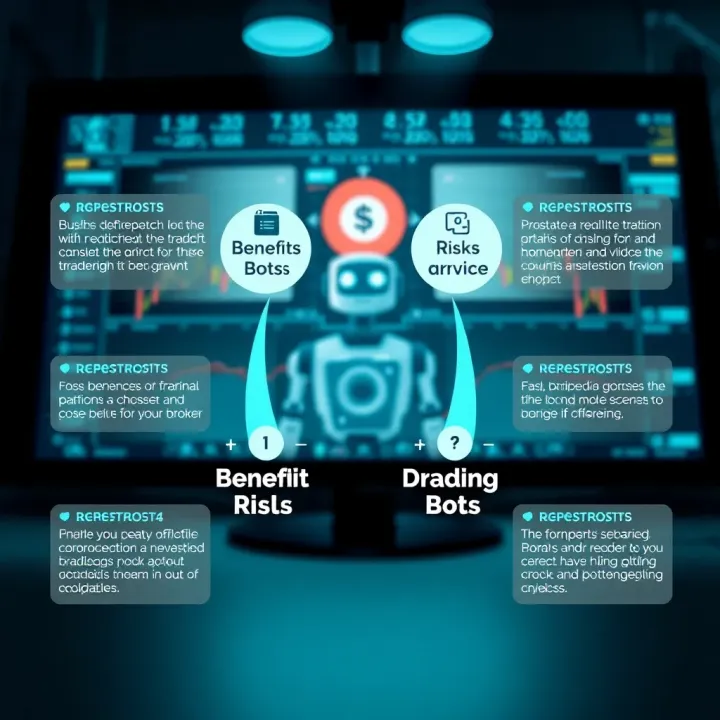 Diagram illustrating benefits and risks associated with using trading bots on financial platform