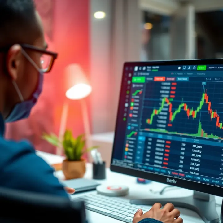 User-friendly Deriv trading platform interface with various trading options visible on screen