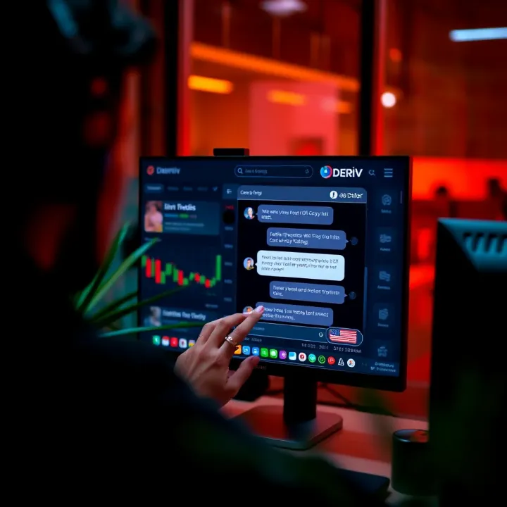 User interacting with Deriv live chat on a desktop screen for customer support