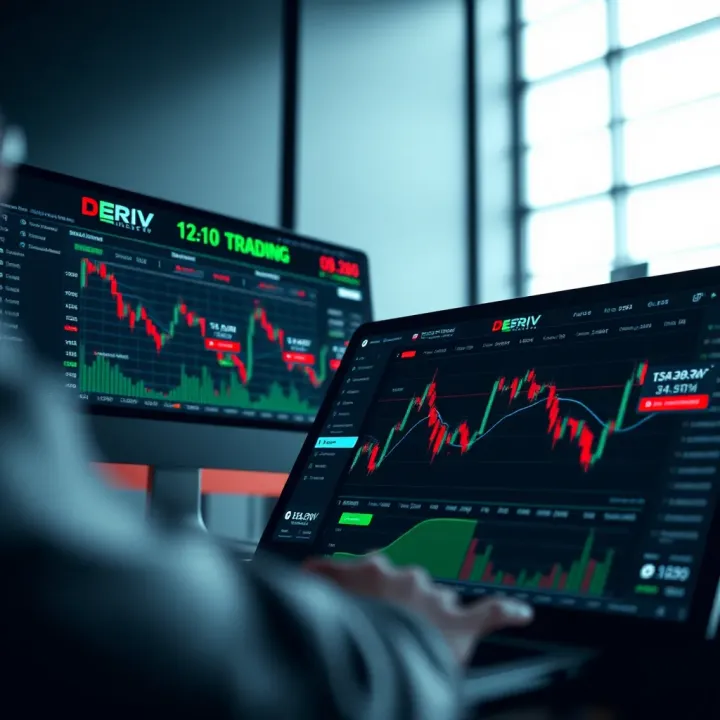 Deriv Trading Platform Overview Deriv trading platform interface showcasing various financial instruments and charts