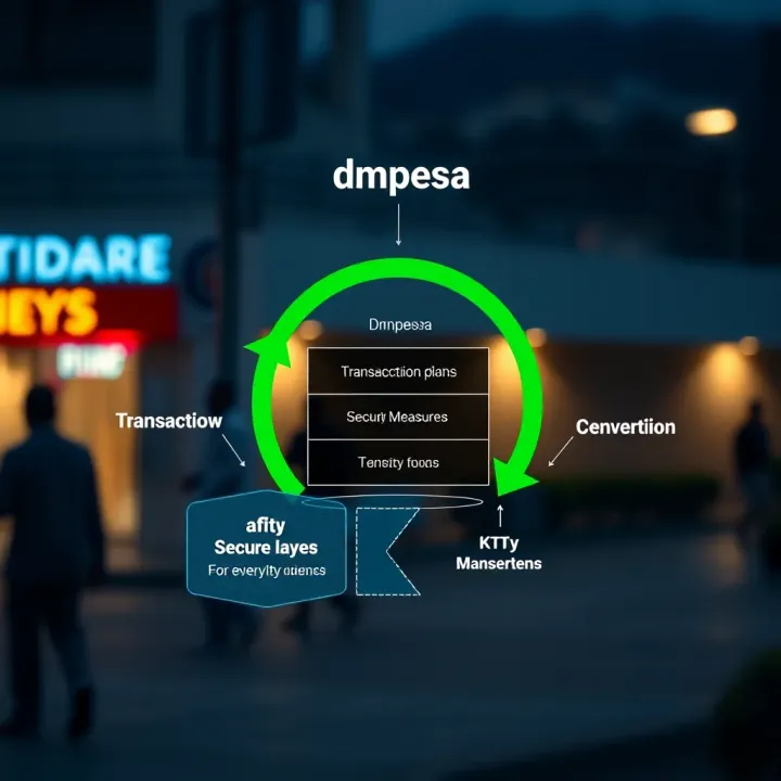Overview of dmpesa Transaction Flow and Security Measures Diagram illustrating dmpesa transaction flow and security layers