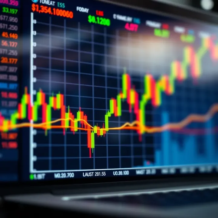 Graph showing fluctuating currency exchange rates on a digital trading platform