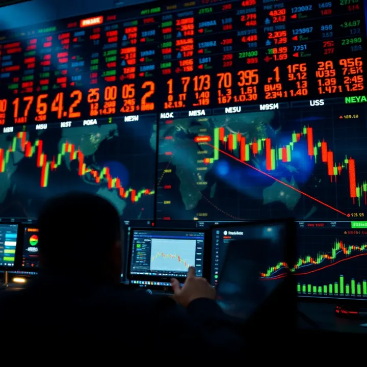 Dynamic currency exchange market with global financial data and charts