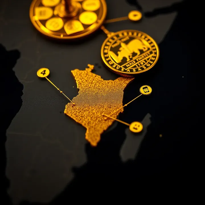 Map highlighting Kenya with symbols representing local and global events impacting gold market