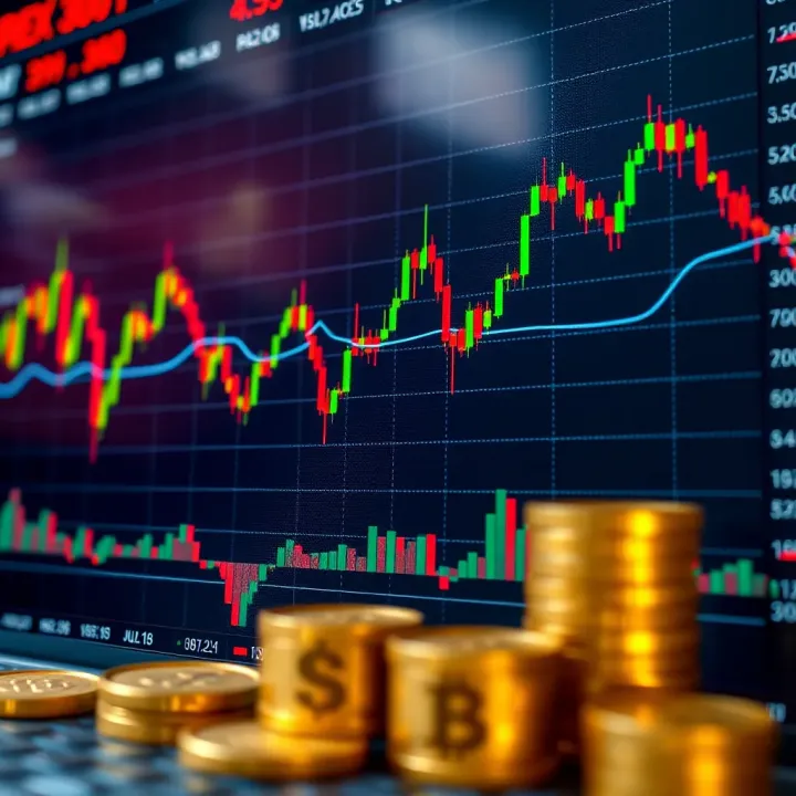 Graph showing forex currency pairs with fluctuating pip values and market trends