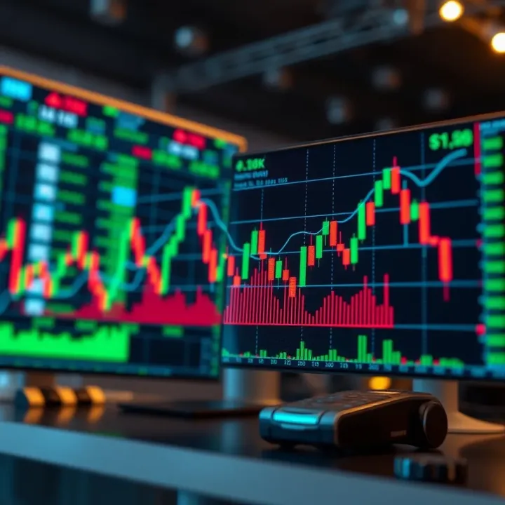 Visual representation of forex market trends with robot trading strategy overlay