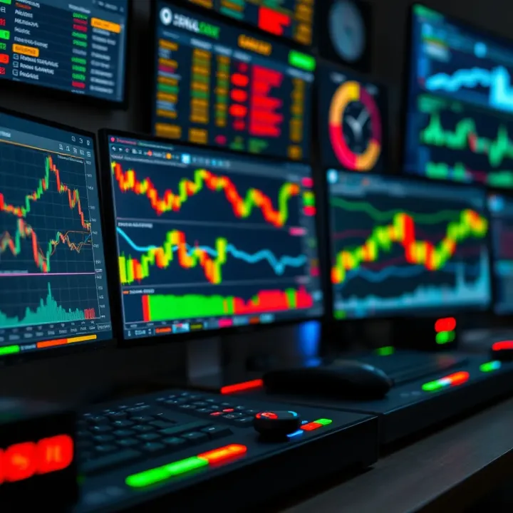 Set of digital trading tools including charts, indicators, and real-time data streams used for high-frequency trading