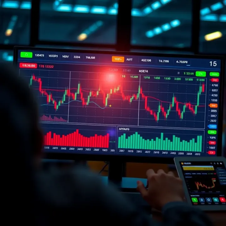 Trading Bot Performance Monitoring in Kenyan Financial Markets Illustration of a digital interface with financial data and bot performance metrics in Kenya