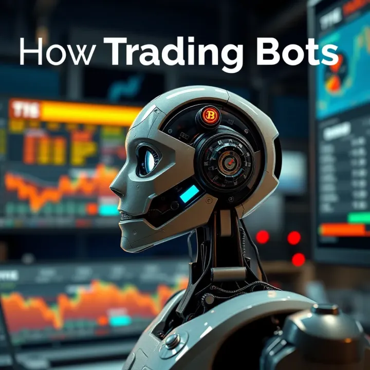 Conceptual graphic representing different types of trading bots interacting with financial markets