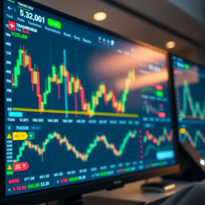 TradingView Platform Featuring Financial Charts and Indicators Interactive TradingView platform displaying multiple financial charts and indicators
