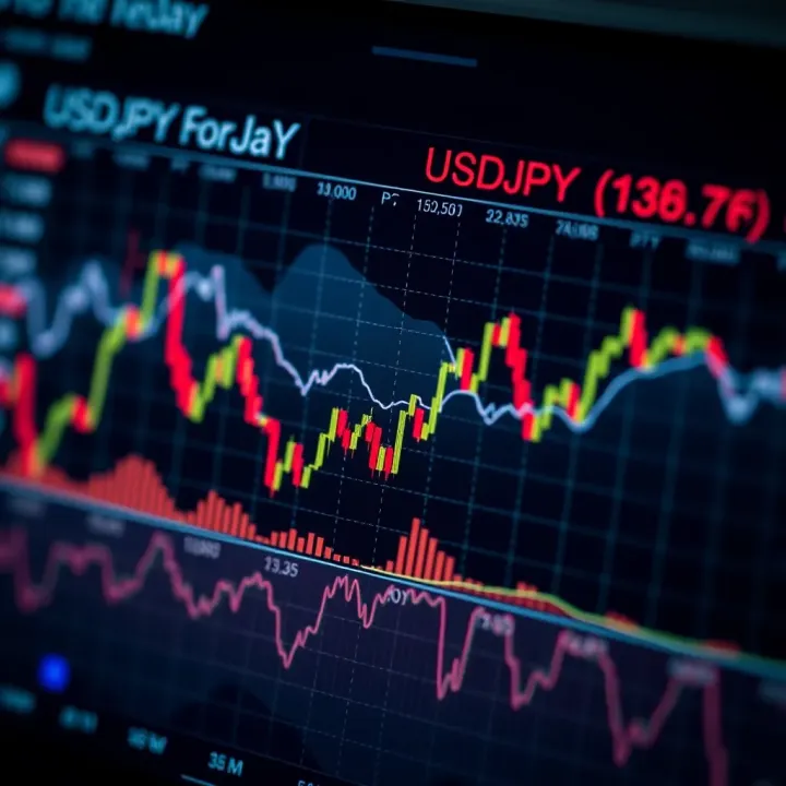 Graph showing USDJPY exchange rate fluctuations against key economic indicators