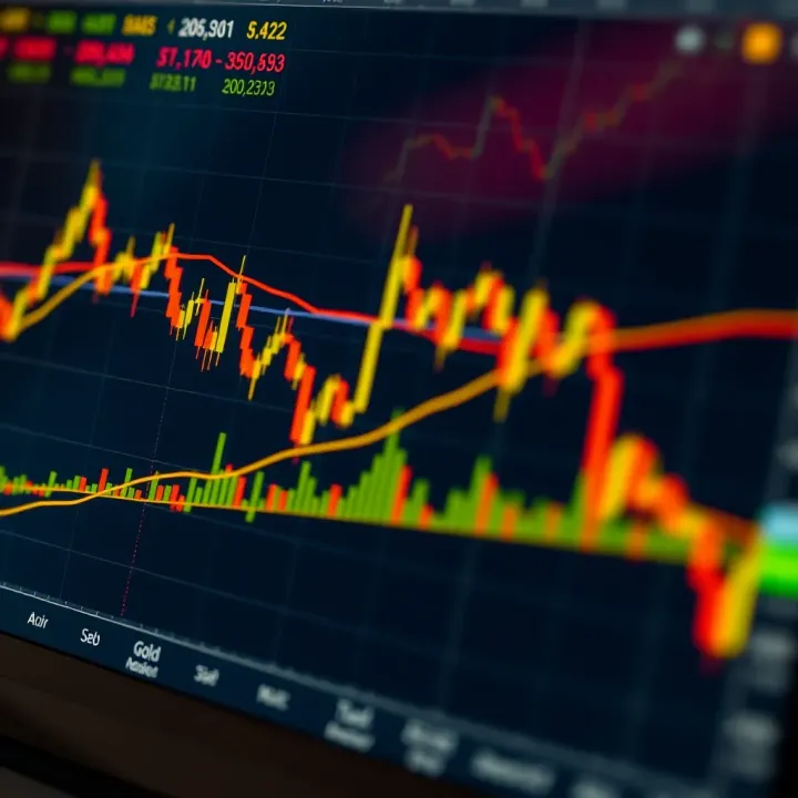 Technical analysis of gold price movements with candlestick patterns and trend lines